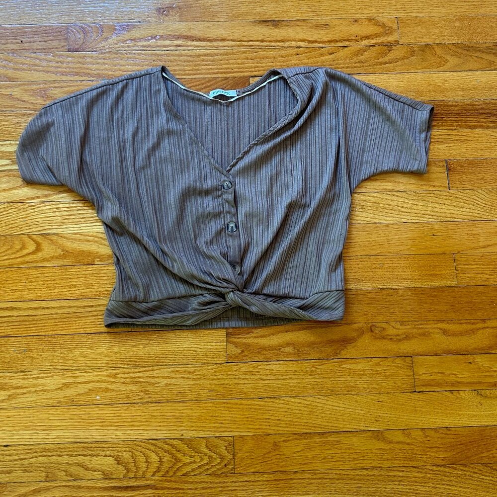 Brown Blouse with Buttons; Size: Medium